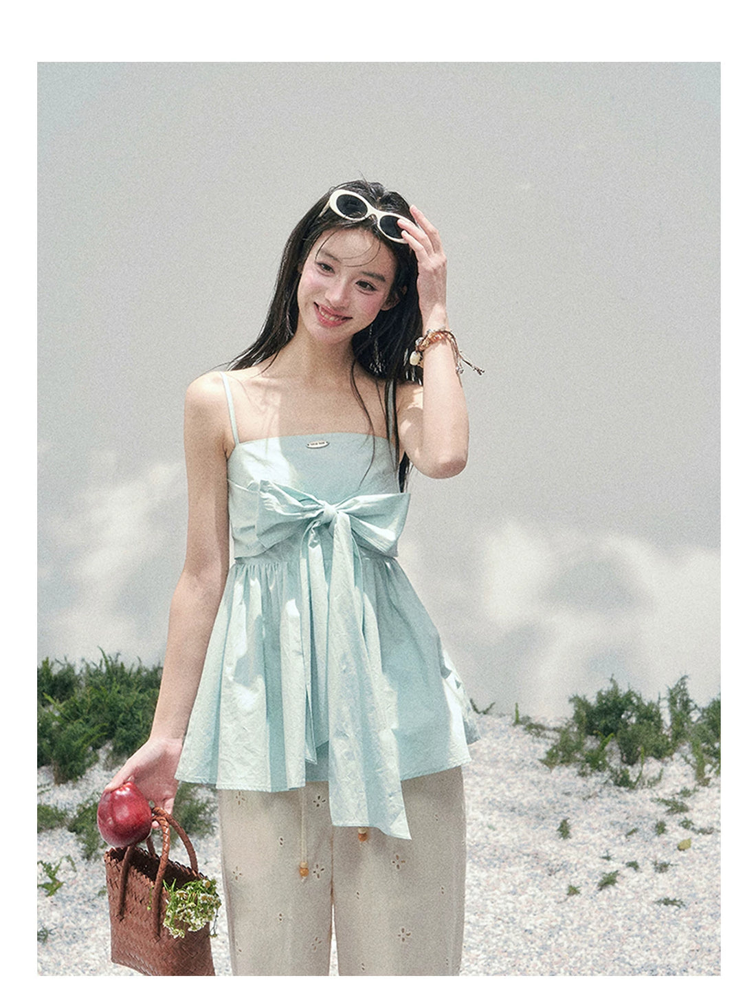 Blue Whisper Bow Camisole Top