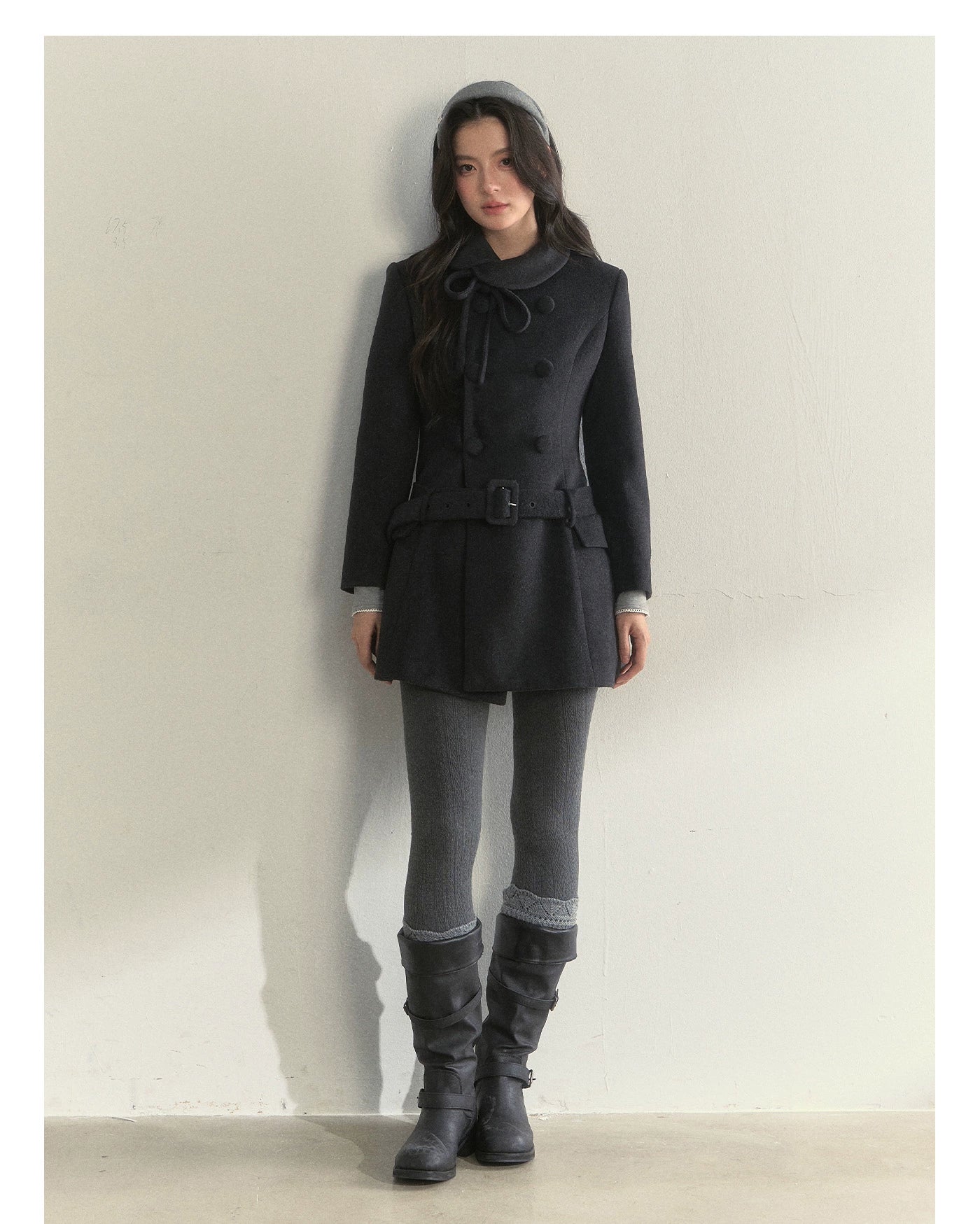 Wool Blend Double-Breasted Midi Coat