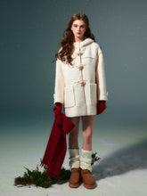 White Wool Horn Buttons Coat - CHINASQUAD