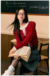 Red Knitted Short Cardigan - CHINASQUAD