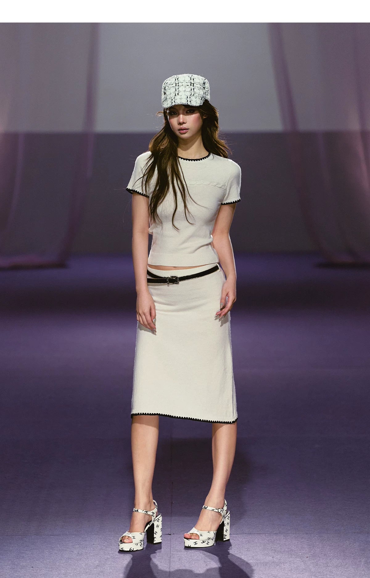 Soft Wool Blend Fitted Tee &amp; A-Line Skirt Set
