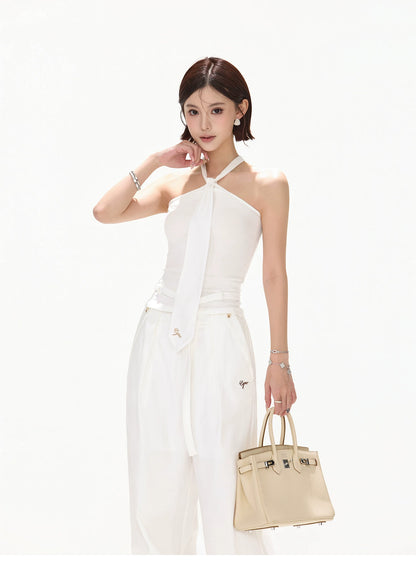 Relaxed Linen-Blend Wide-Leg Trousers