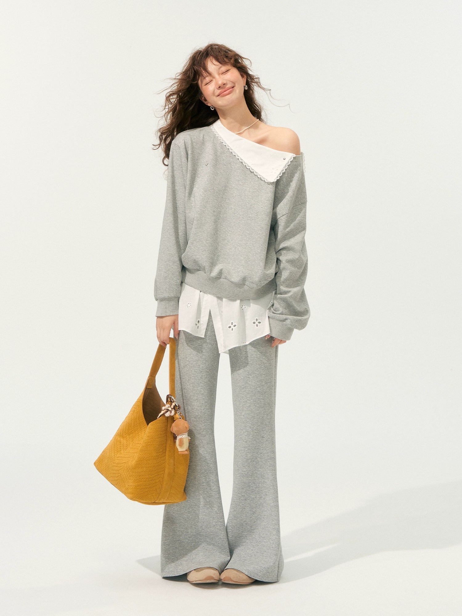 Detachable Spliced Collar Sweatshirt