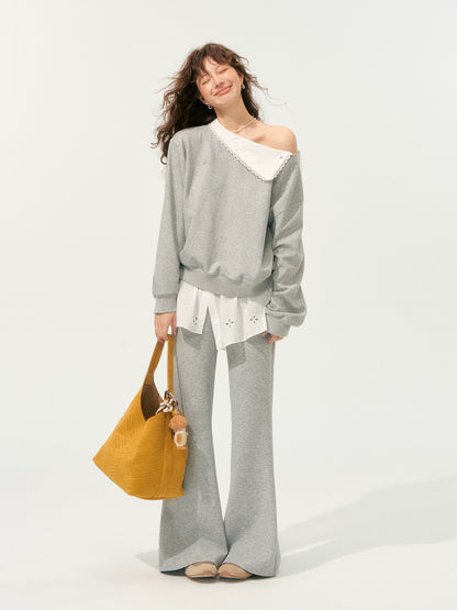 Detachable Spliced Collar Sweatshirt