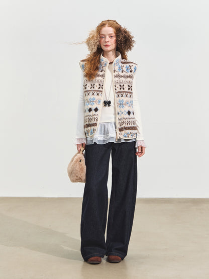 Fair Isle Fleece Knit Vest
