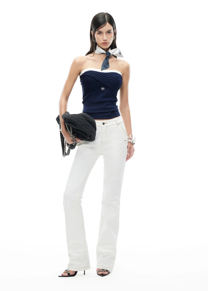 Lace Knit Camisole with Color-Blocked Trim