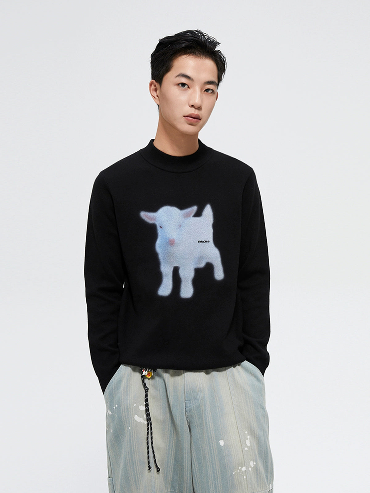 Printed Half-Turtleneck Thermal Base Sweater