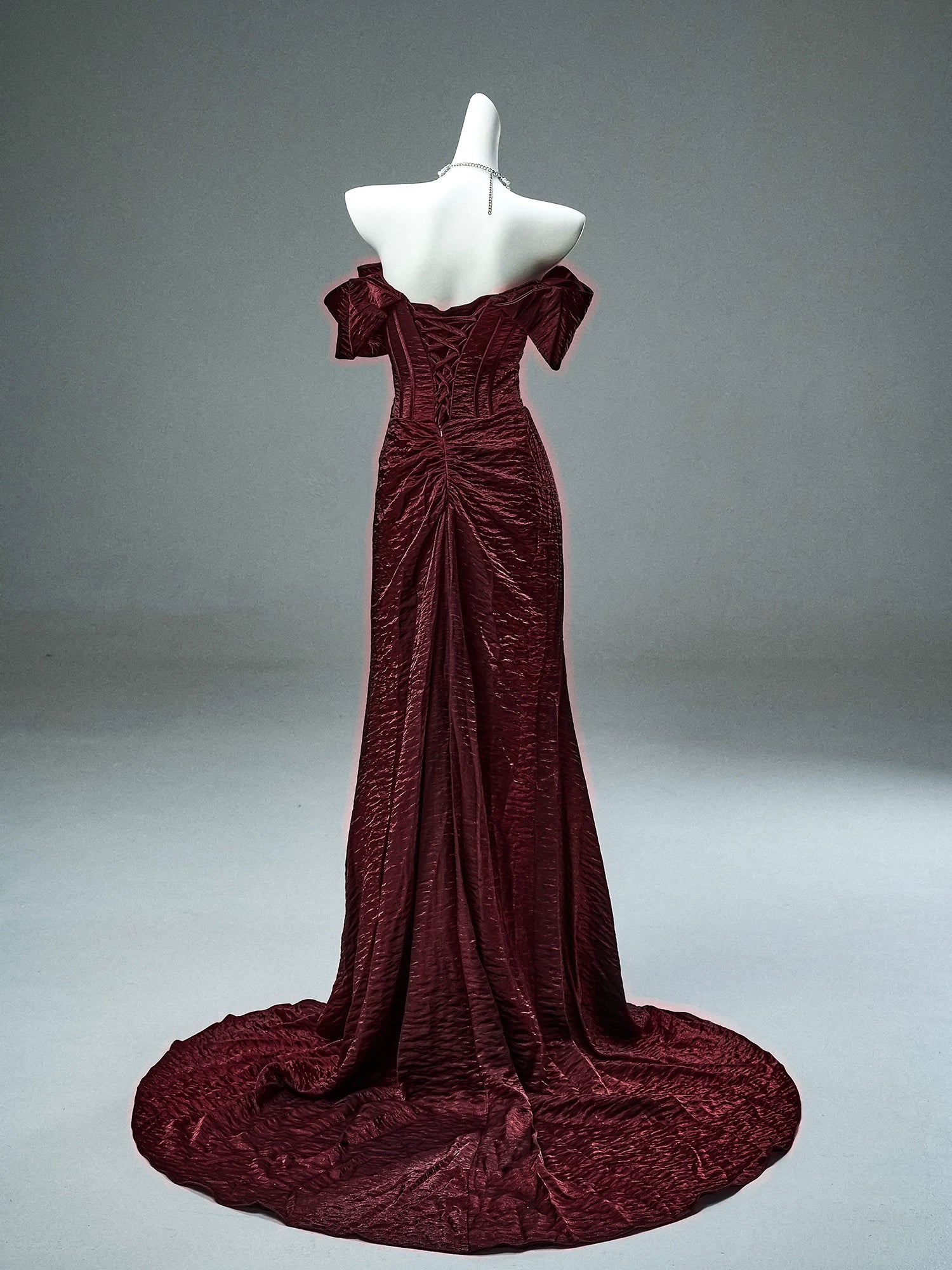 Exquisite Burgundy Couture Gown