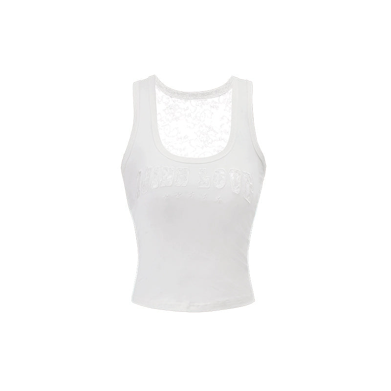 Lace Paneling with Openwork Embroidery Tank Top