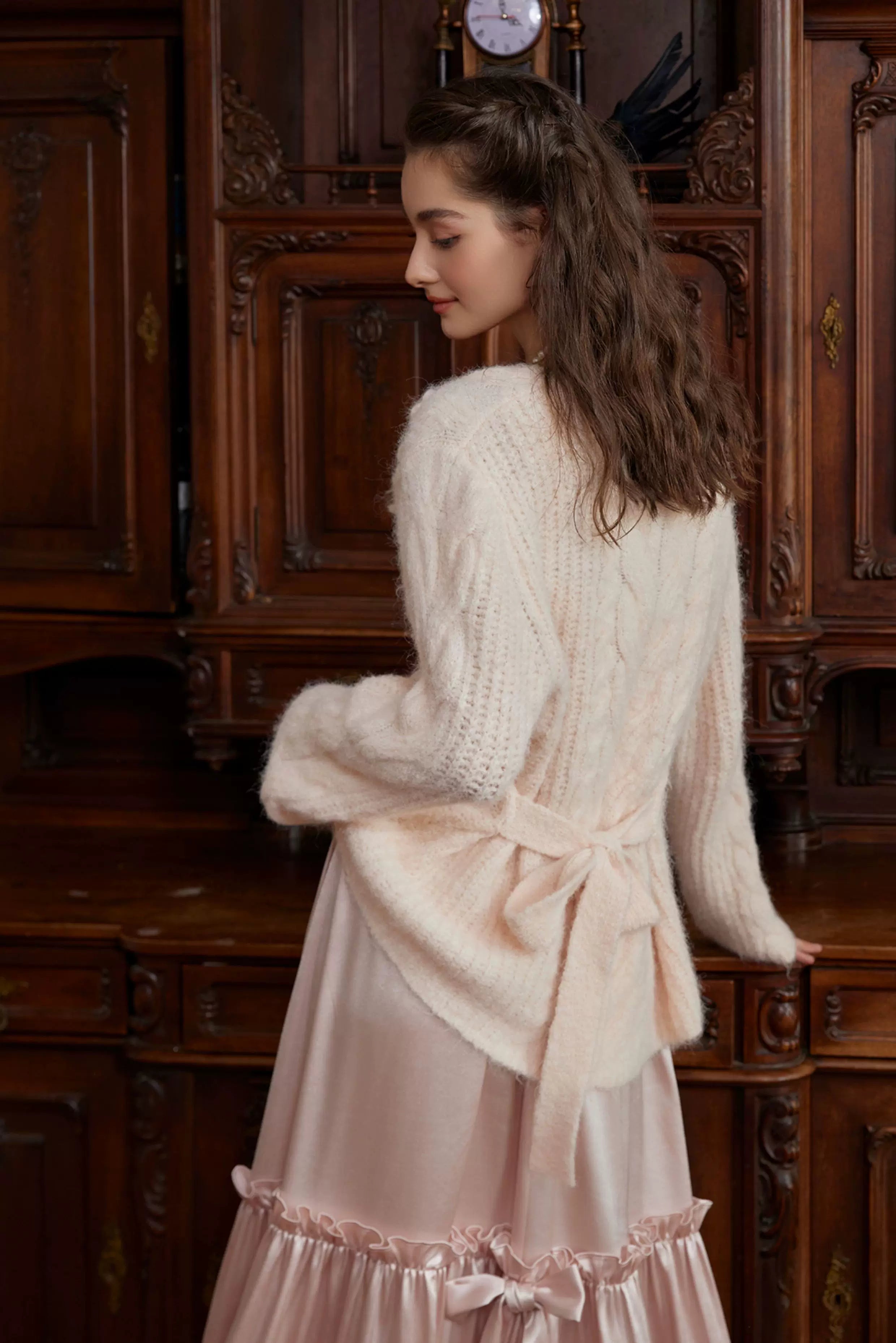 Hand-Crocheted Wool Knit Cardigan