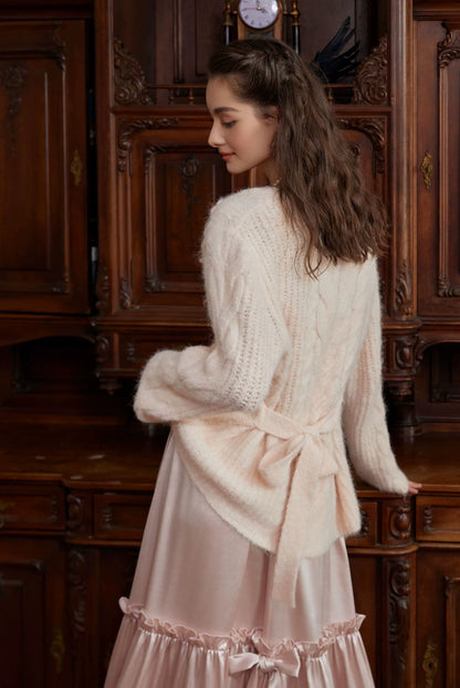 Hand-Crocheted Wool Knit Cardigan