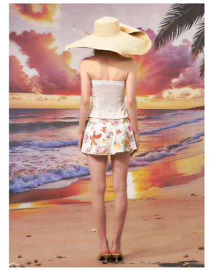 Printed Bandeau Top &amp; Mini Skirt Set