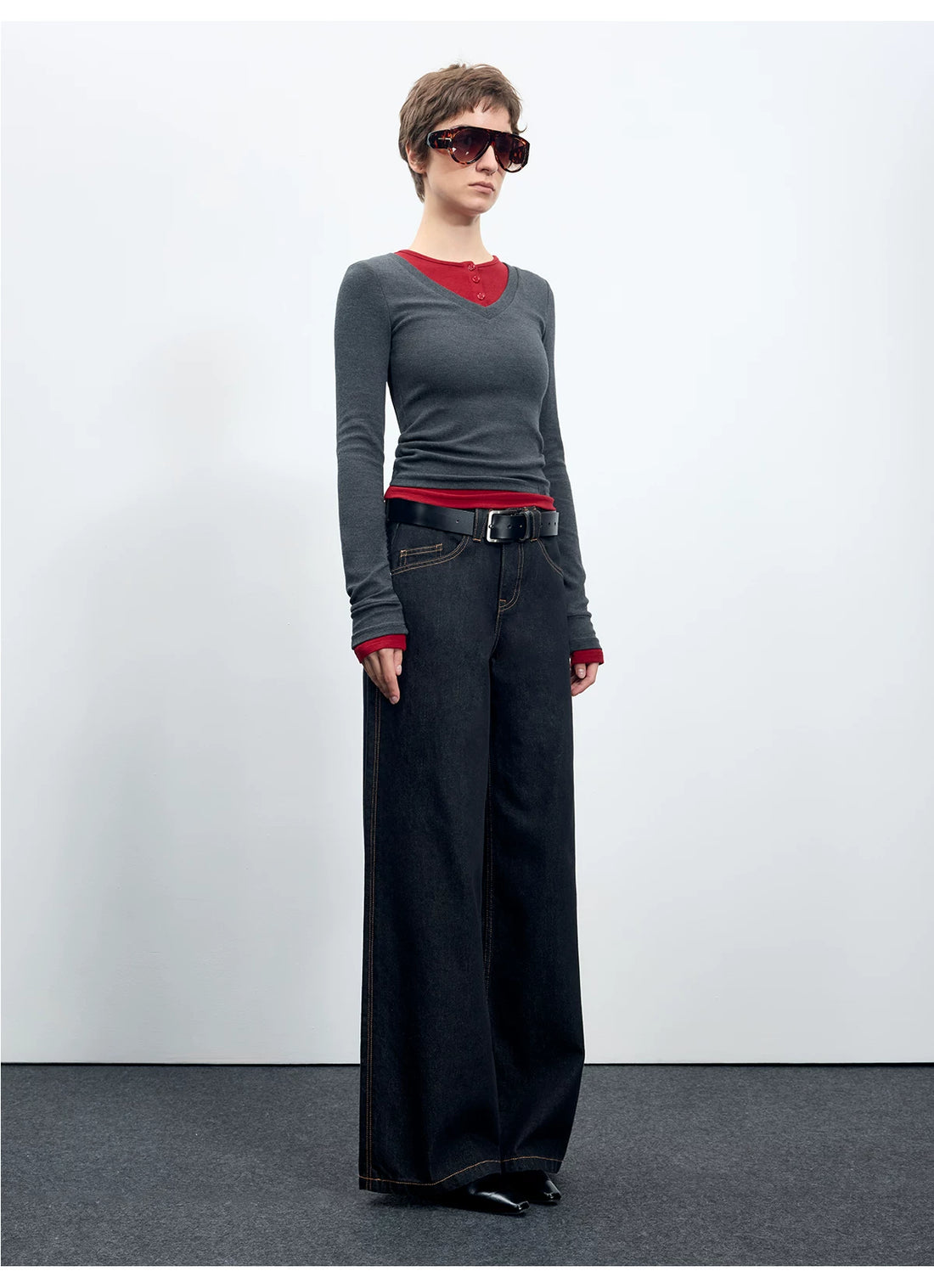 Denim Mid-Low Rise Straight-Leg Jeans