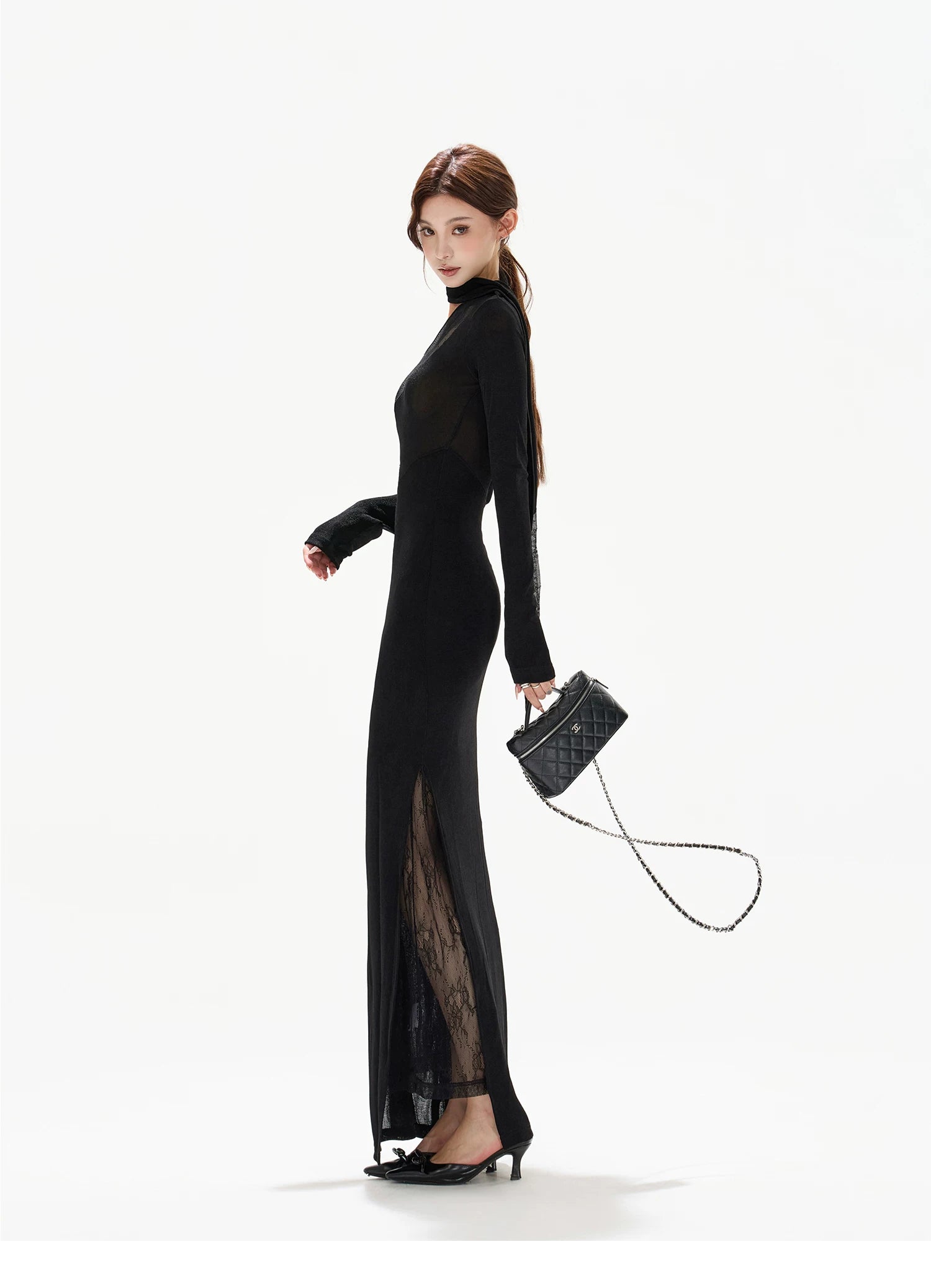 Asymmetric One-Shoulder Knit Evening Dress