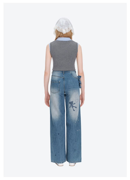 Bear Sketch Denim Pants