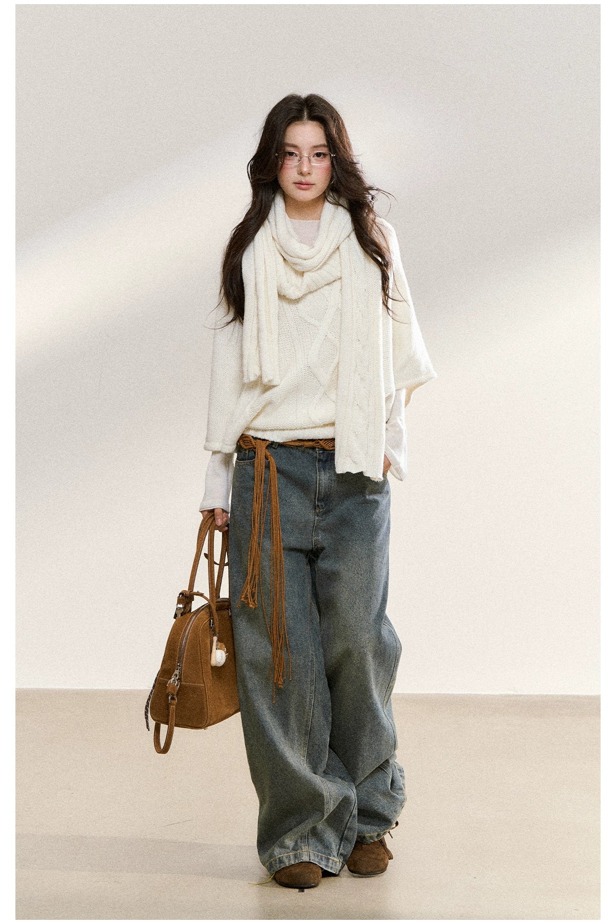 Two-Tone Layered Knit Sweater