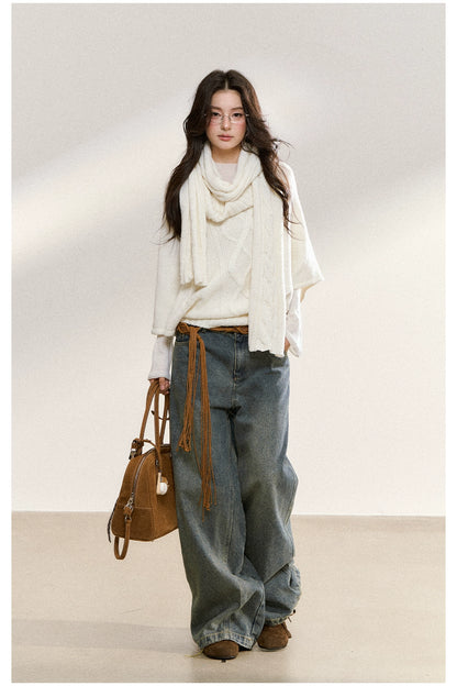 Two-Tone Layered Knit Sweater