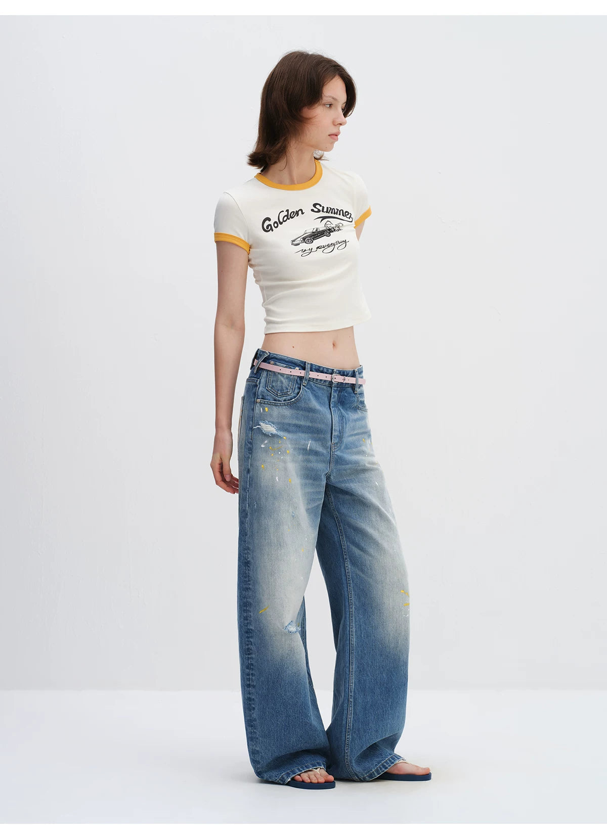 Color-Block Summer Fitted T-Shirt