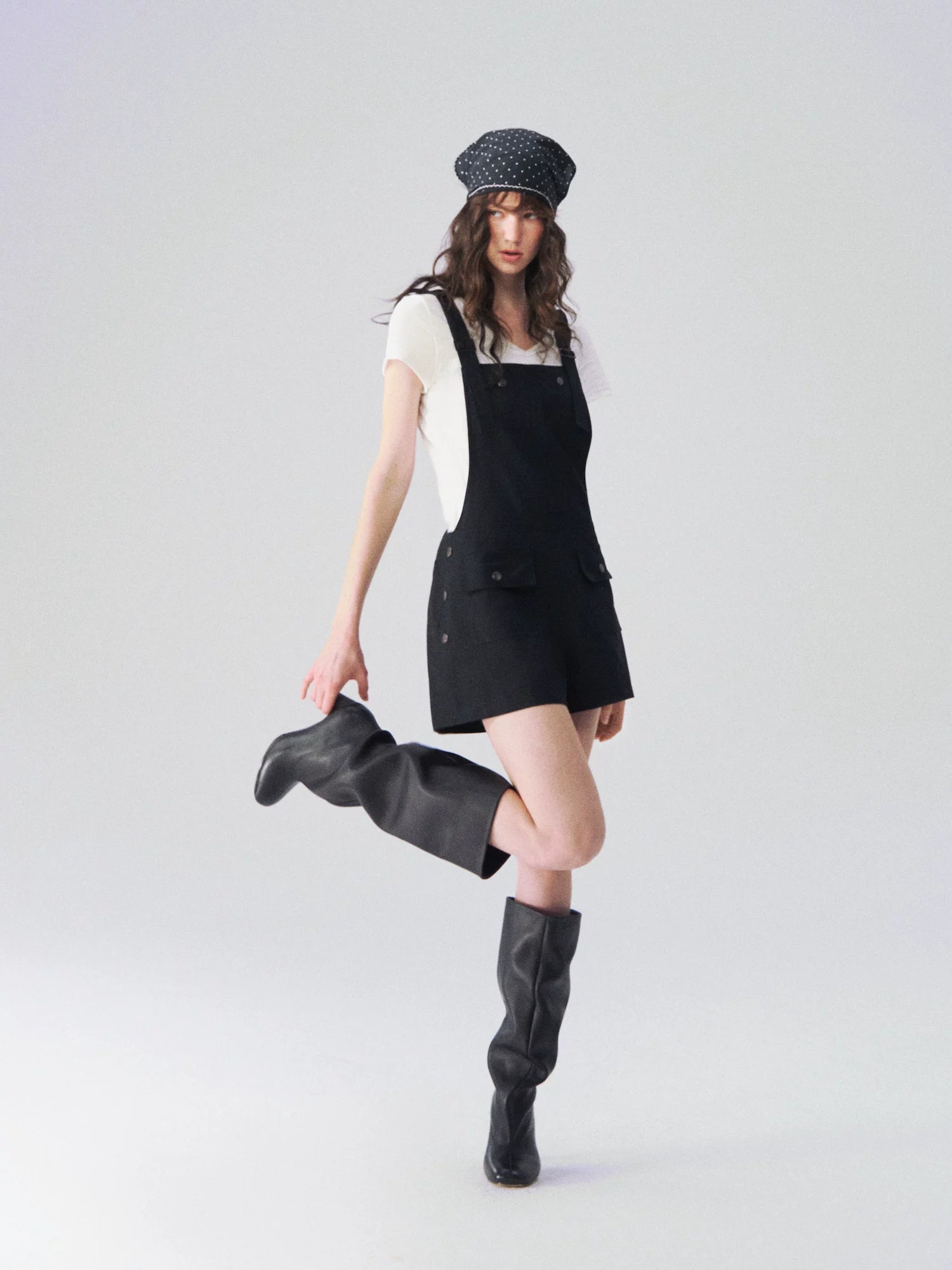 Linen Blend Utility Suspender Shorts