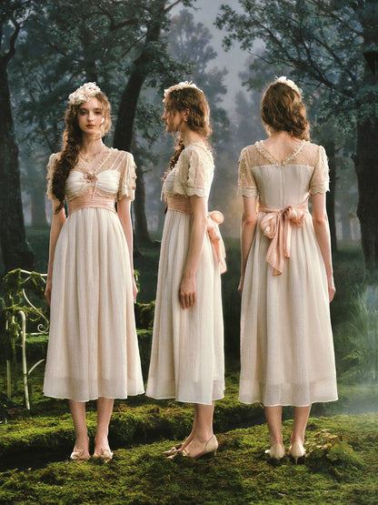 Empire Reverie Textured V-Neck Dress