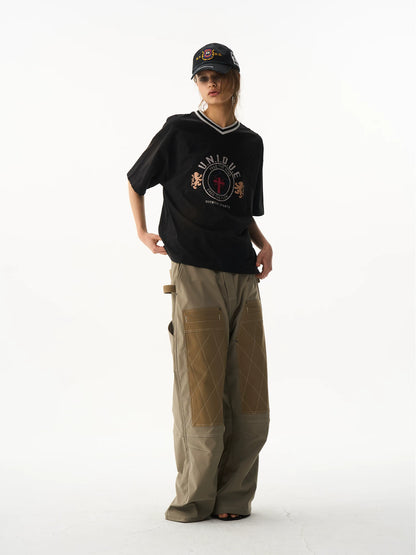 Washed Two-Tone Sport V-Neck Tee