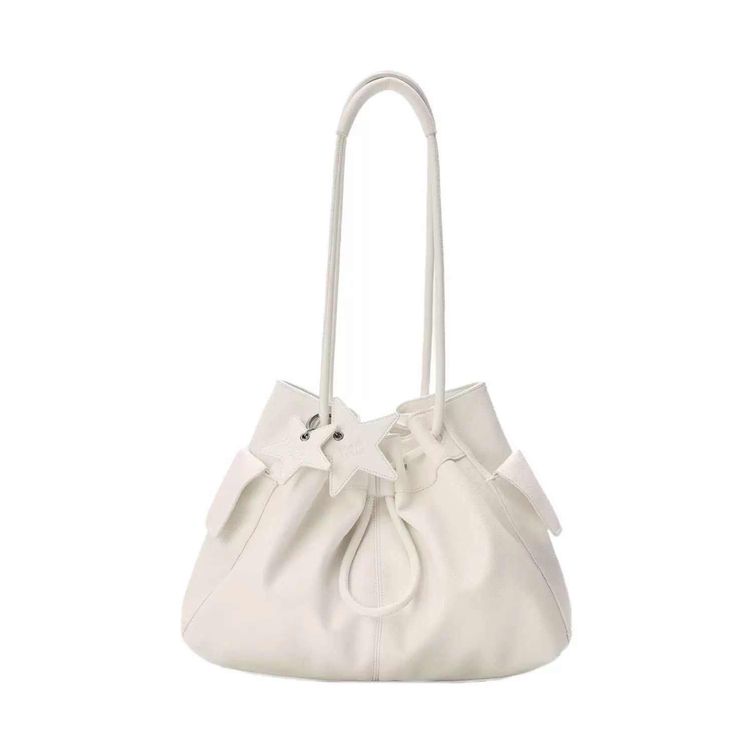 Pebbled Leather Drawstring Cloud Shoulder Bag ECODAY
