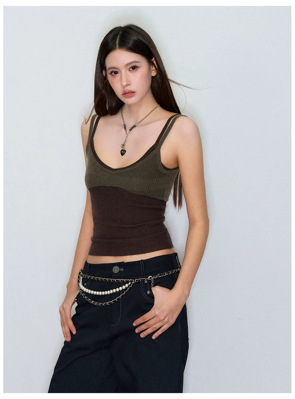 Colorblock Knit Camisole Vest