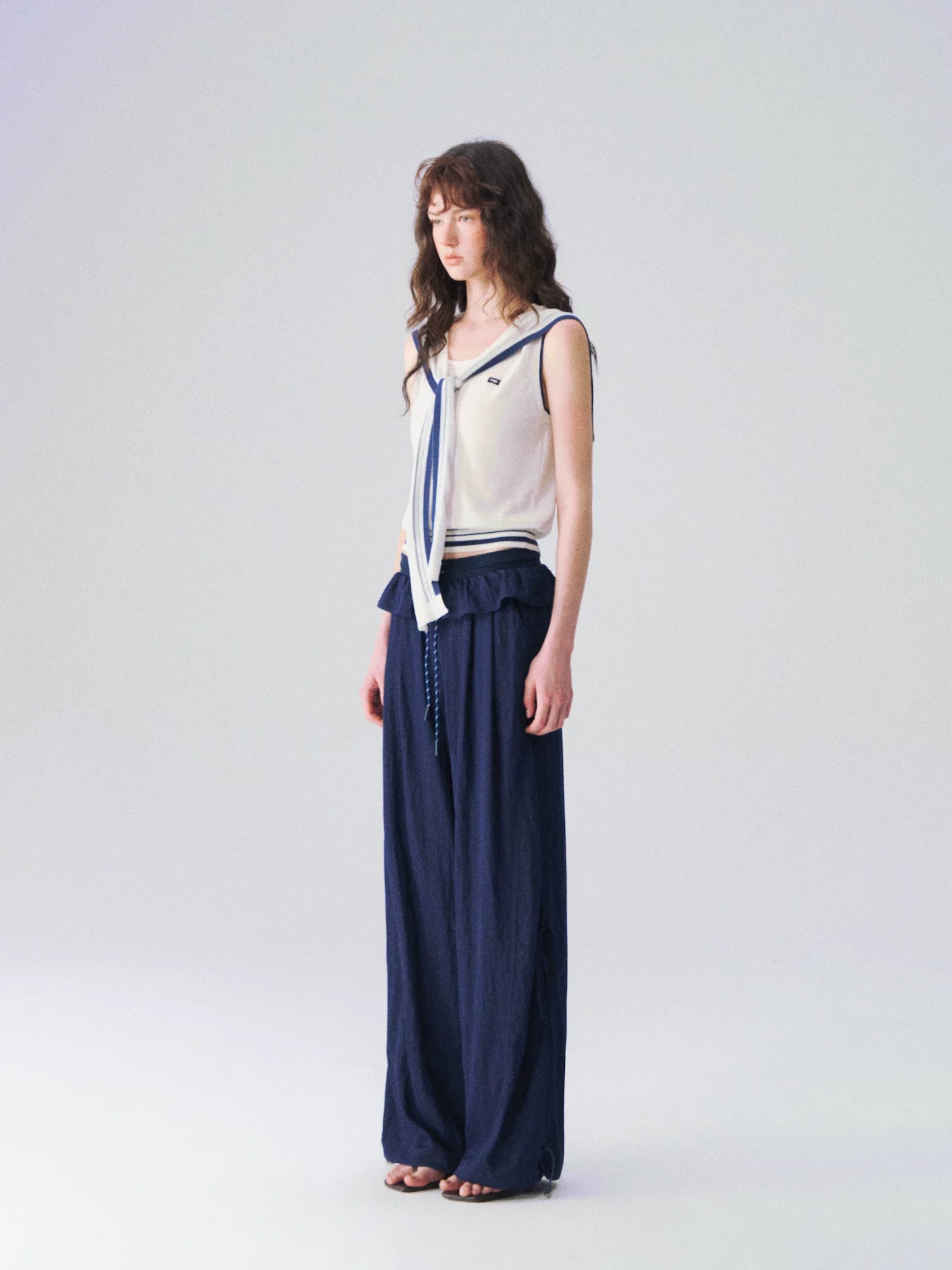 Nautical-Inspired Minimalist Knit Tank Top