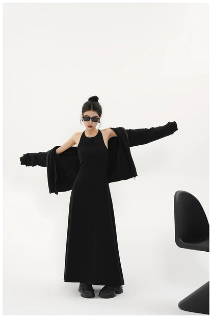 Built-In Bra Stretch Maxi Slip Dress