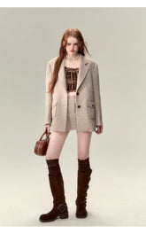 Coffee-Colored Suit Jacket & Skirt Set - CHINASQUAD