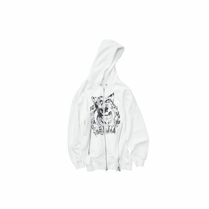 Cat Print Double-Zip Convertible Hoodie