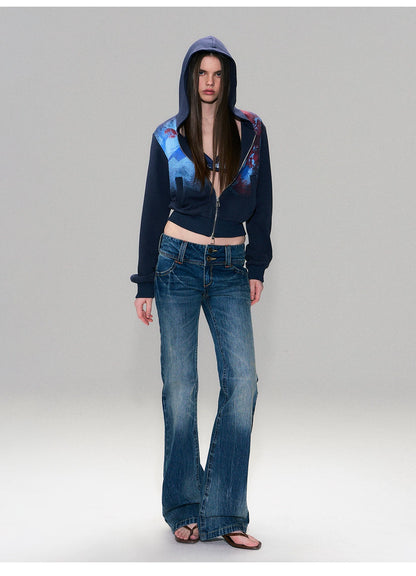 Hand-Dyed Low-Rise Slim Flared Jeans