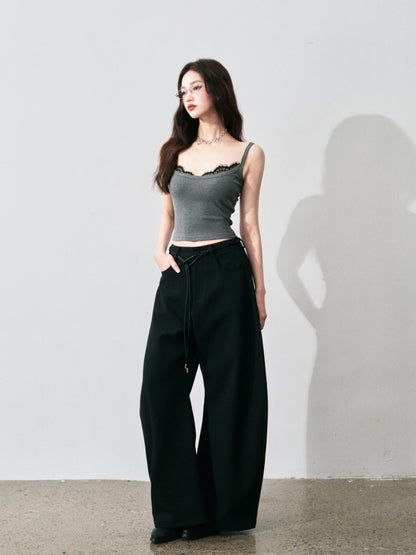 Contrast Lace Trim Slim-Fit Camisole