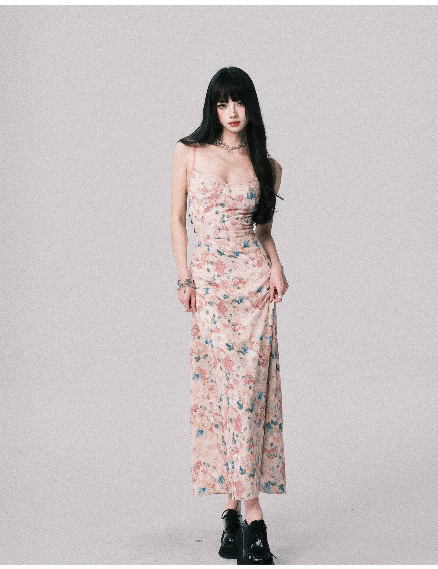 Floral French Vacation Slip Maxi Dress
