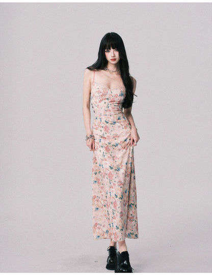 Floral French Vacation Slip Maxi Dress