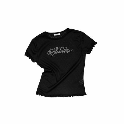 Rhinestone Logo Slim-Fit Baby Tee 1Jinn Studio