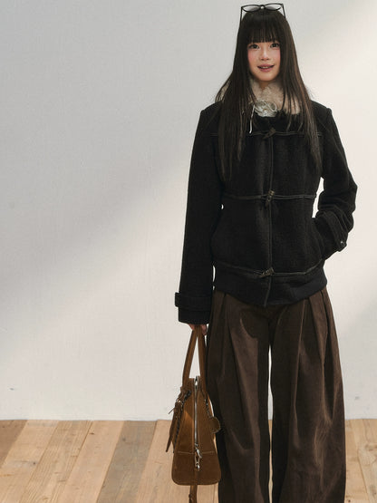 Original Design Black Duffle Wool Jacket