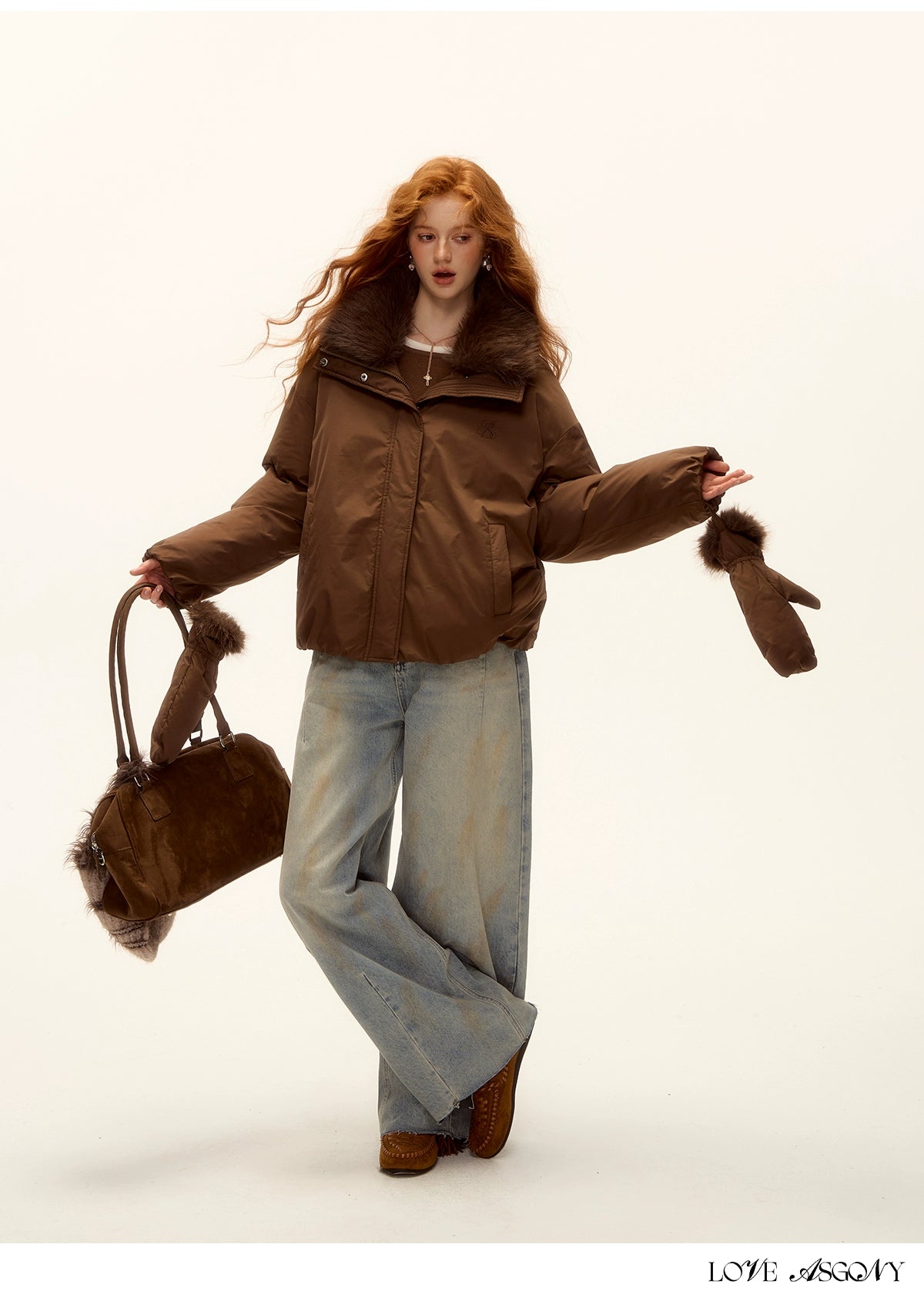 Fur-Collar Short Down Puffer Jacket