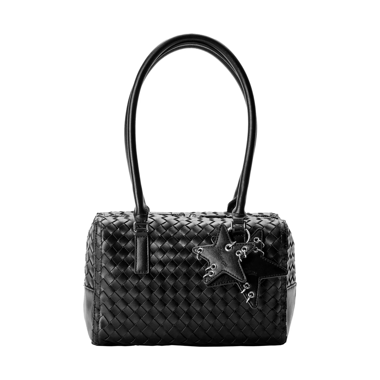 Woven Leatherette Barrel Shoulder Bag ECODAY