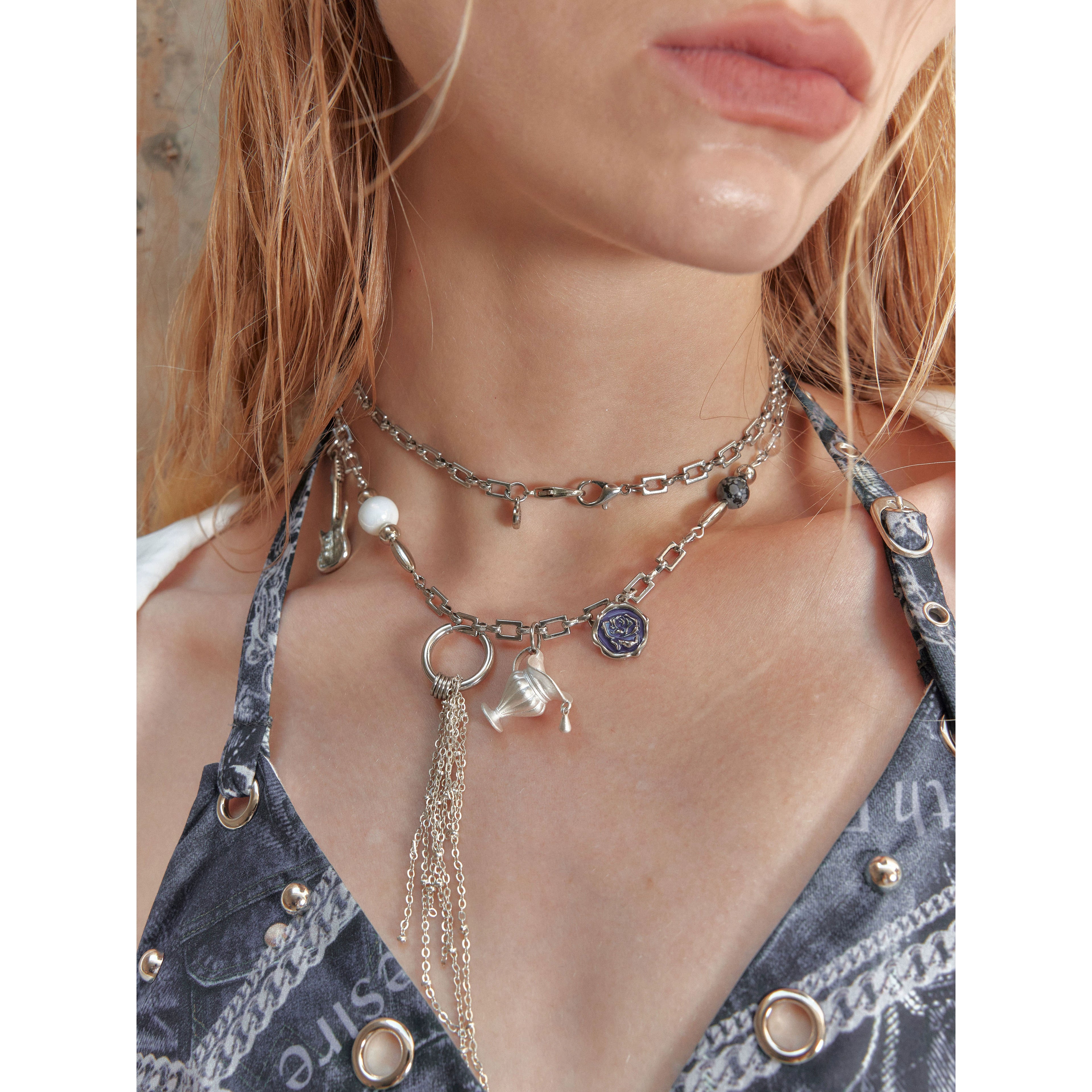 Watch Pin Choker Necklace