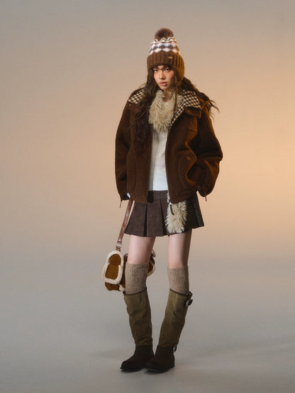 Reversible Plaid Fleece Patchwork Jacket