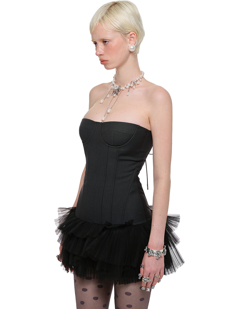 Boned Bustier Tulle Mini Dress