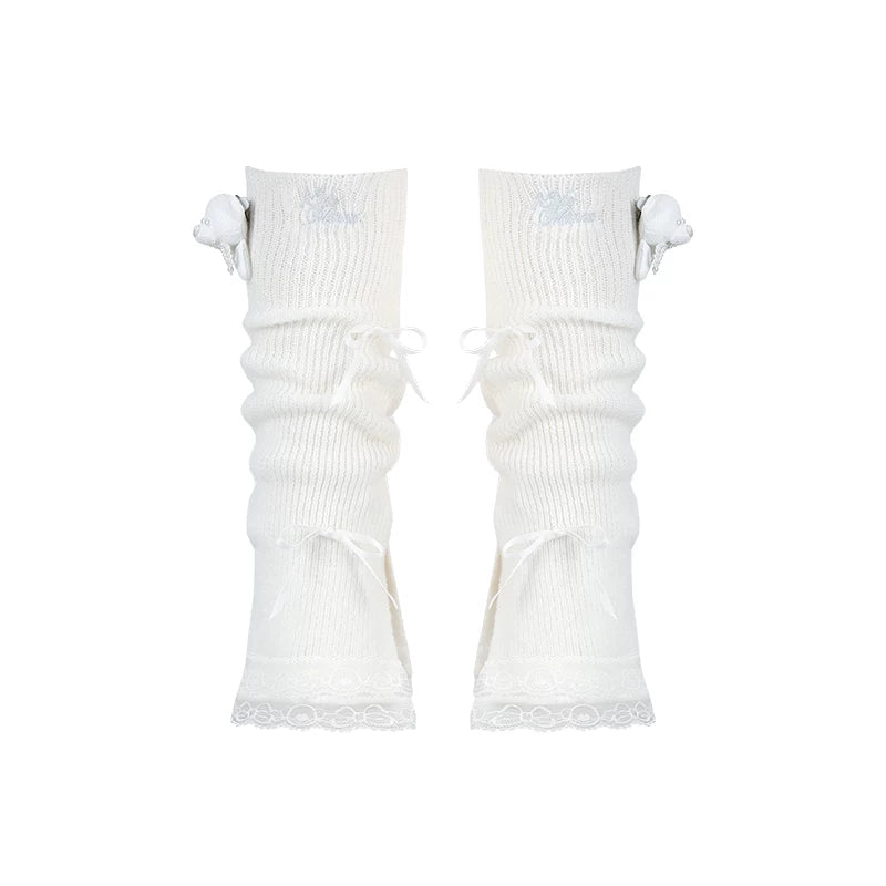 Sweet Lace Teddy Bear Slouchy Leg Warmers