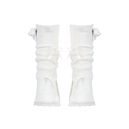 Sweet Lace Teddy Bear Slouchy Leg Warmers