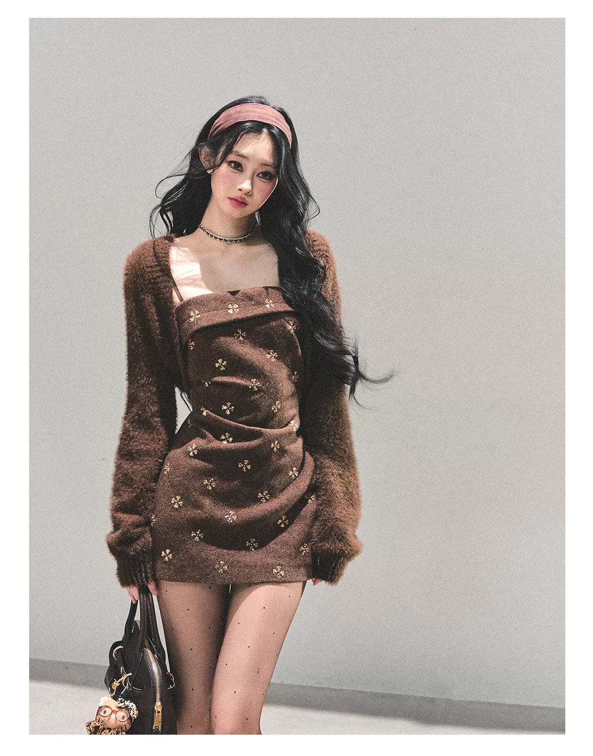 French Wool Strappy Bodycon Mini Dress