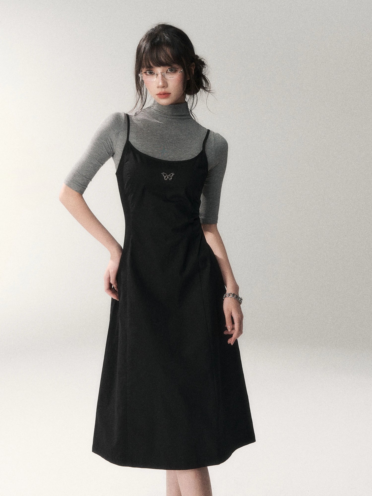 Minimalist Cotton A-Line Slip Midi Dress