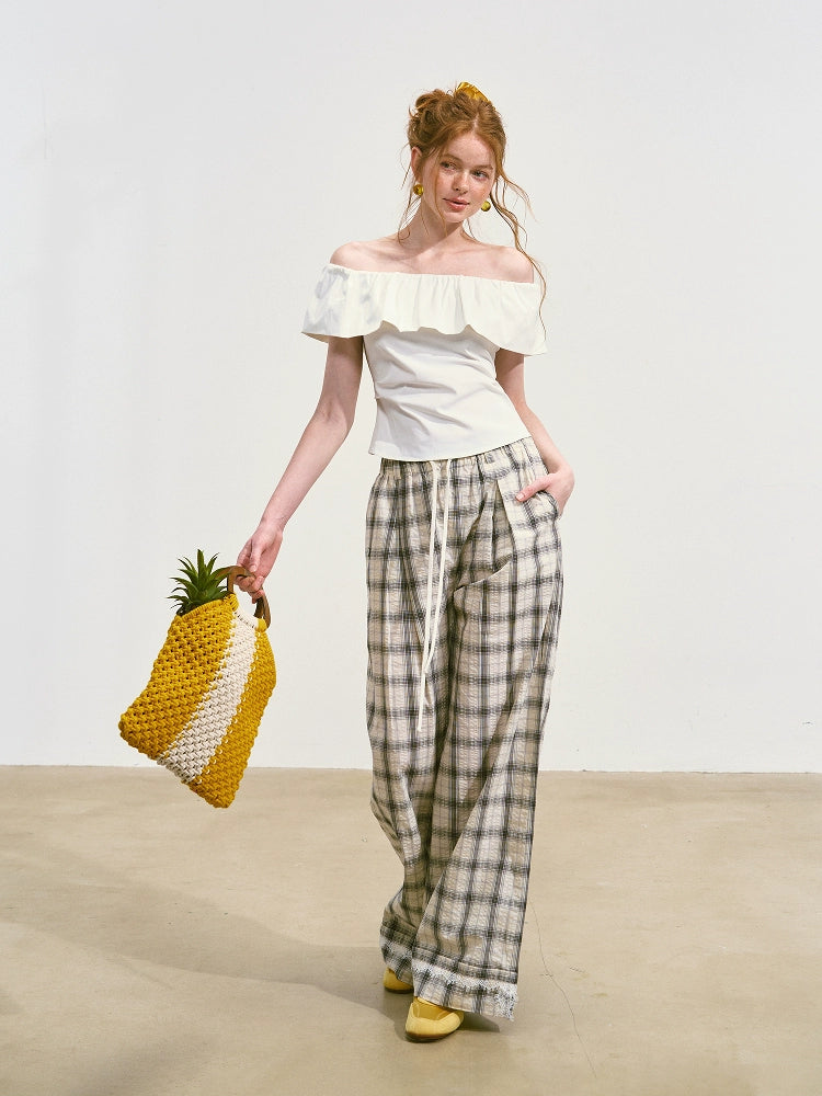 White Ruffled Off-Shoulder T-shirt