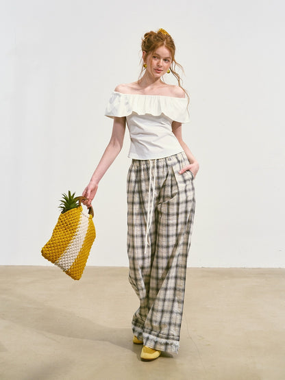 White Ruffled Off-Shoulder T-shirt