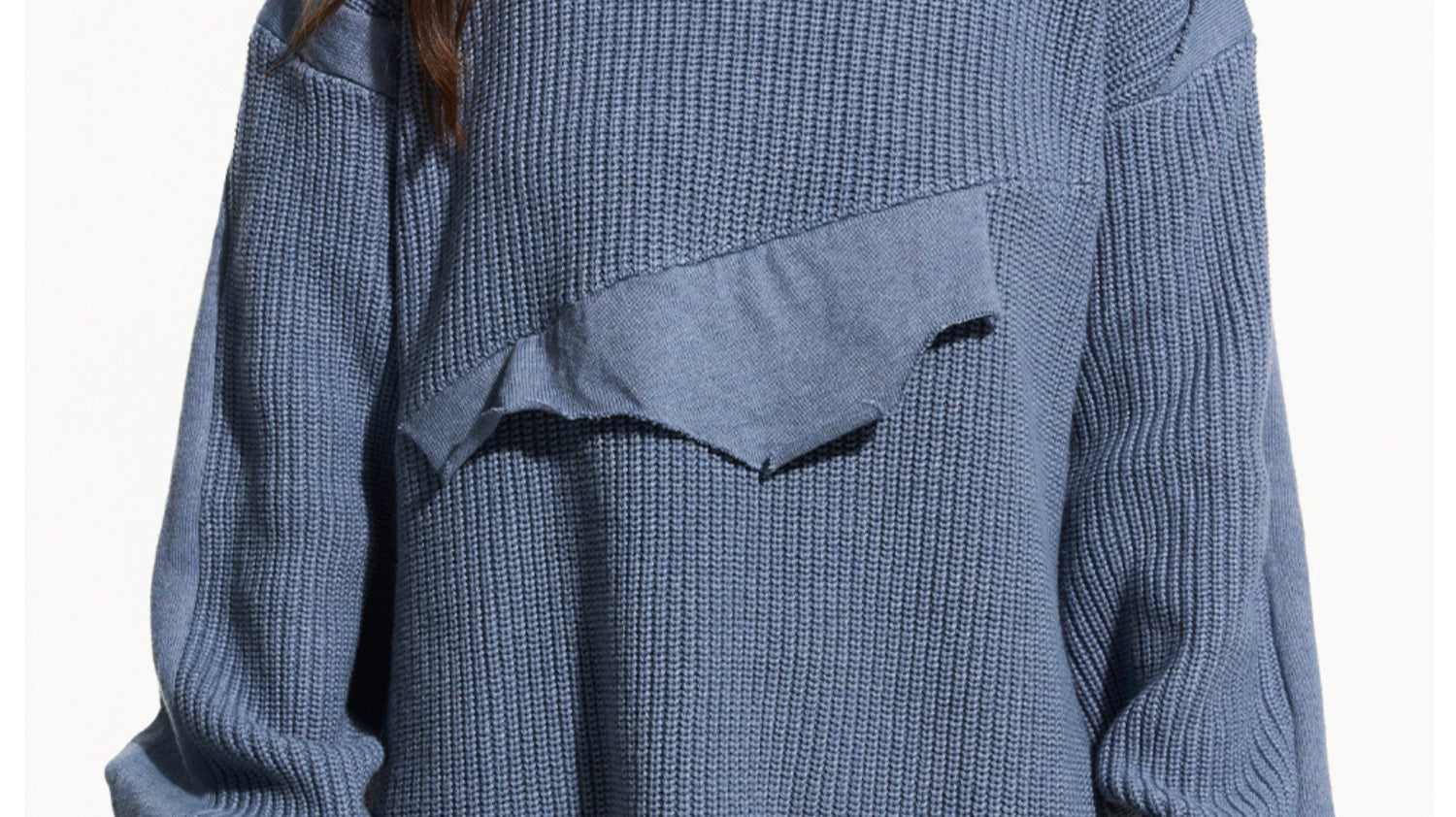 Cloud Texture Dual-Tone Distressed Knit Sweater
