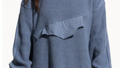 Cloud Texture Dual-Tone Distressed Knit Sweater